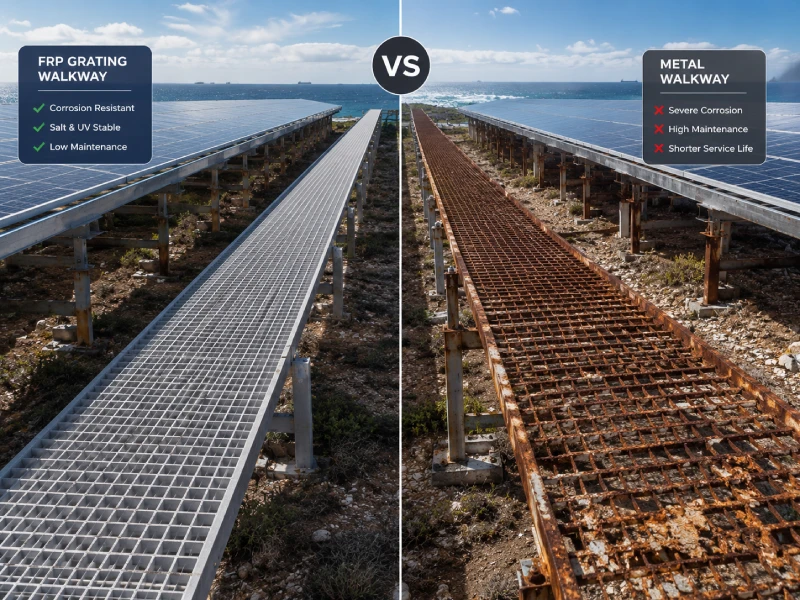 Niyə FRP Grating PV O&M gediş yolları üçün ən yaxşı materialdır (FRP Günəş ızgarası və metal)